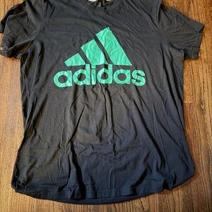 Adidas Black Tee with Vibrant Green Logo